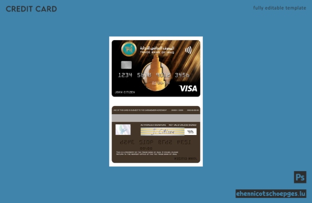 Beispielvorschau der Visa Gold Card der Iraq Trade Bank of Iraq
